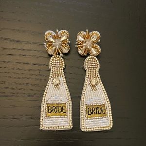 “Bride” Champagne Bottle Beaded Earrings